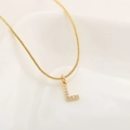 Elegant gold-plated L-letter pendant necklace with micro-pave cubic zirconia stones - Letter L(XN-05-L) / Gold