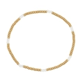 Baroque natural pearl bracelet with TOHO gold beads and elastic braided design - Gold and Translucent Bead Style (BLS230030D)