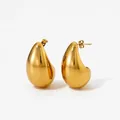 Polished golden teardrop earrings in a minimalist mirror finish with butterfly backs - Large (33mm x 20.2mm) / Large Gold (KDE2047)