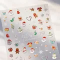 Stickers ongles 5D Noël avec motifs Père Noël, renne, flocons de neige et bonhommes - Fête de Noël - Relief 5D
