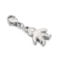 Polished stainless steel boy charm with lobster clasp and fine texture details - With Lobster Clasp Style (KLJ4896-Z)