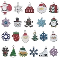 Christmas alloy drip oil charms set with Santa, reindeer and snowflake pendants - M538-Enamel Christmas + White K 22 Styles-1 Each-47.6g