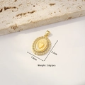 Gold oval shell pendant with heart design and cubic zirconia, 1.6x2.3cm, 3.6g - Lace Oval Heart (Yellow Shell)