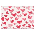 Valentine's Day red heart patterned linen table mat with watercolor heart prints - Style 2