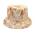 Detail view of colorful 3D tie-dye abstract geometric patterns on a durable bucket hat - M (56-58cm) / 1# Orange Yellow Brown Abstract