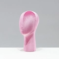 Pink velvet mannequin head stand for displaying wigs, hats, and fashion accessories - Pink Velvet