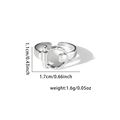 Detail view of silver horseshoe buckle open ring with size and weight measurements - Horsebit Style (#0322)