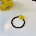 Minimalist elastic hair tie with a smooth translucent yellow oval resin accessory - Jelly Yellow