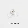 Close-up of a 4cm transparent matte square hair claw clip with a metal spring mechanism - Clear