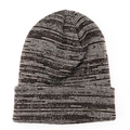 Detailed close-up of brown and white marl knit beanie texture with folded cuff design - L (58-62cm) / Brown and Silver