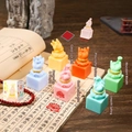 Set of six colorful resin Buddha hand seals with meaningful engravings in gift box - 1223-5 Stamp Ornament Set