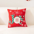 Rode kerstkussenhoes JOY met witte sneeuwvlokborduring voor feestelijke bankdecoratie - JOY Letters-Met Kussenvulling