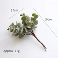 Grey-green frosted eucalyptus spray with flocking finish for Christmas DIY, size 17x16cm - Green Eucalyptus Leaf with Frost