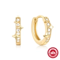 Elegant gold S925 sterling silver hoop earrings with stars and clear zircon stones - Star Rhinestone Style (#5) / Gold