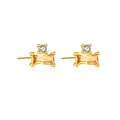 Eleganti orecchini in argento S925 dorato con pietra quadrata champagne e zircone chiaro - Argento 925 / Oro 18K [Farfalla Champagne]