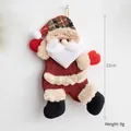 Plush Santa Claus ornament in red plaid fabric 22cm hanging decoration for Christmas tree - Plaid Body/Plush Edging / Style C Santa