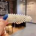 Elegant water drop hair clip with full white faux pearls on a metal base accessory - 26# Three Flowers Water Drop Clip