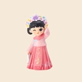 Cute pink traditional Chinese Tang dynasty lady resin figurine for home decor - Cailian Style (1189-98A)