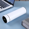 White smart 304 stainless steel thermos with LED temperature display on a desk - Smart Temp Display/304 Liner/Replaceable Battery / White