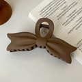 Elegant matte coffee brown bow hair claw clip for thick hair in minimalist Korean style - Swallowtail Dark Brown-13.5cm