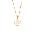 Minimalist 18k gold plated stainless steel necklace with shell inlay letter B pendant - Letter B