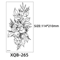 Floral and letter temporary tattoo sticker model XQB-265 in 114x210mm black and white - Flower Combination Sketch (XQB-265)