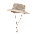Khaki ripstop sun hat for men featuring wide brim and adjustable windproof strap - One Size / Beige