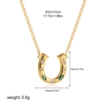 18K gold horseshoe necklace with green zirconia stones and size dimension specs - Horseshoe / Gold