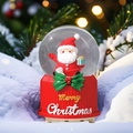 Christmas snow globe with Santa Claus, snowman, and red Merry Christmas base - 80 Medium Music+Light / Style 62 Gift Box