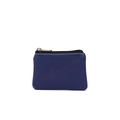 Navy blue canvas coin purse with durable fabric and contrast white stitching - Navy Blue