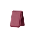 Dark red leather magnetic wallet stand for iPhone 16 with folding design and fine stitching - Burgundy