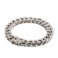 Hip hop silver Cuban link bracelet for men with sparkling zircon and stainless steel finish - Steel Color (KB128119-BDJX)