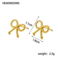 Golden butterfly bow earrings with rope texture in stainless steel finish - HE46985DW0 Gold Rope Twist Bow