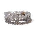 Dreiteiliges Natur-Labradorit-Armband-Set mit grauen Steinen und blauem Schimmer - 6mm Labradorit