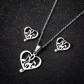 Conjunto de joyas de acero inoxidable 18K plateado con motivo de corazón y nota musical - Nota musical de corazón / Color Acero