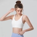 Nahtloser weißer Sport-BH für Yoga und Laufen mit breiten Trägern für hohen Halt - L / Weiß