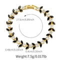 Detailed dimensions of gold-tone bracelet with black marquise and white zircon stones - Black Marquise Splicing Style (KB0766-2)