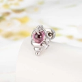Pendiente caracola de plata con gema rosa, estrella de mar y pavé de circonitas - Rosa (Pieza única)