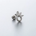 Silver titanium steel stud earring with crown design and sparkling white zircon crystals - Flower Round Style (A99-1# (单只))
