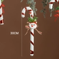 30cm rot-weißer Weihnachts-Zuckerstangen-Hänger mit Weihnachtsmann und Schleife - 30CM Weihnachtsmann Zuckerstange Hänger