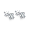 Minimalistische S925 sterling zilveren oorknopjes met rond geslepen zirkonia stenen - 4mm