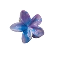 Blue and purple marble flower hair claw clip with 4cm glitter resin plumeria design - Marble Frangipani Claw Clip / Purple