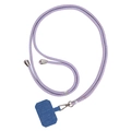 Adjustable purple and blue woven crossbody phone strap with durable metal buckle and blue pad - Sky Blue Patch + Violet Rope