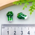 Green and white cabbage shaped charm bead with gold accents for DIY jewelry making - Large Cabbage Spacer Bead (15x11mm)