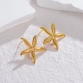 Elegante 18k vergoldete Seestern Ohrstecker mit strukturierter Oberfläche für Damen - Gold