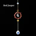 Bohemian suncatcher with Red Jasper chips and golden moon crystal prism pendant - Red Jasper