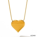 Übergroße 3D Herz-Halskette in Gold-Finish mit elegantem Schlangenkettendesign für Damen - Gold