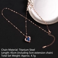 Titanium steel heart necklace with dark blue crystal pendant and rose gold chain - Rose Gold with Blue Center