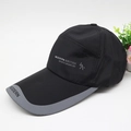 Black breathable quick-dry baseball cap with grey panel and modern sports branding - Adjustable / Waterproof Black