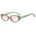 Retro oval sunglasses featuring a jelly green frame and light pink gradient lenses - Transparent Green Frame Gradient Pink Lens